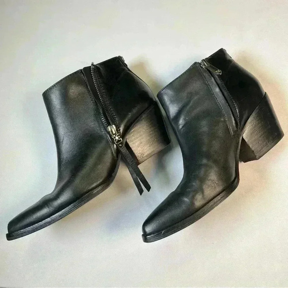 Sam Edelman Women's Leather Pointed Block Heel Ankle Booties Black Sz 6.5 Lk new - Picture 3 of 12